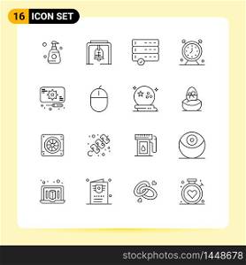 Modern Set of 16 Outlines and symbols such as recuperation, timer, approve, time, clock Editable Vector Design Elements