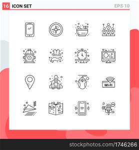 Modern Set of 16 Outlines and symbols such as resources, management, bowl, leadership, business Editable Vector Design Elements