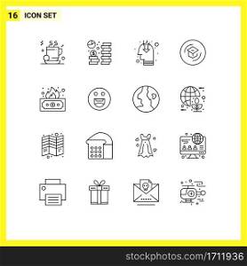 Modern Set of 16 Outlines and symbols such as school, knowledge, saving, graduation, public opinion Editable Vector Design Elements