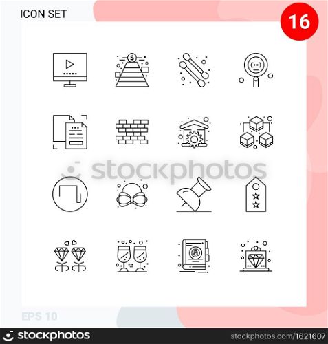 Modern Set of 16 Outlines Pictograph of copy, search, money, programming, develop Editable Vector Design Elements