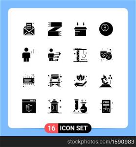Modern Set of 16 Solid Glyphs and symbols such as body, analytics, footwear, billiard, open Editable Vector Design Elements