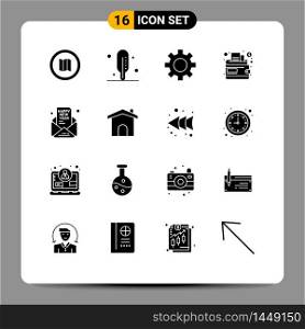 Modern Set of 16 Solid Glyphs and symbols such as construction, party, cash, new year, invite Editable Vector Design Elements