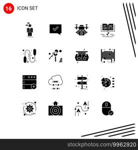 Modern Set of 16 Solid Glyphs and symbols such as fitness, education, success, growth knowledge, growth Editable Vector Design Elements