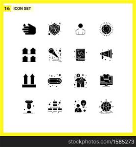 Modern Set of 16 Solid Glyphs and symbols such as housing, estate, man, district, jewel Editable Vector Design Elements