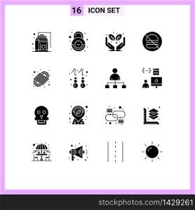 Modern Set of 16 Solid Glyphs and symbols such as knot, no, security, food, burgers Editable Vector Design Elements