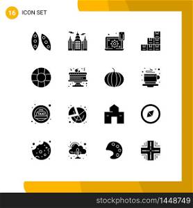 Modern Set of 16 Solid Glyphs and symbols such as lifebuoy, logistic, configure, boxes, cogwheel Editable Vector Design Elements