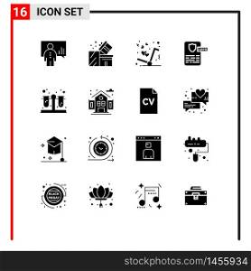 Modern Set of 16 Solid Glyphs and symbols such as project, design, shopping, controller, like Editable Vector Design Elements