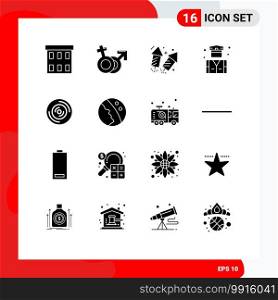 Modern Set of 16 Solid Glyphs Pictograph of security, people, male, business, wedding Editable Vector Design Elements
