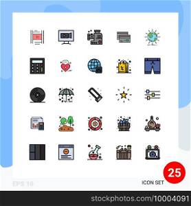 Modern Set of 25 Filled line Flat Colors and symbols such as finance, cards, food mincer, card, creditcard Editable Vector Design Elements