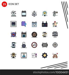 Modern Set of 25 Filled line Flat Colors and symbols such as temperature, idea, fountain, business, tourist Editable Vector Design Elements