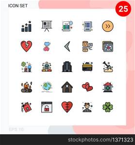 Modern Set of 25 Filled line Flat Colors and symbols such as right, arrows, reminder, tasks, checklist Editable Vector Design Elements