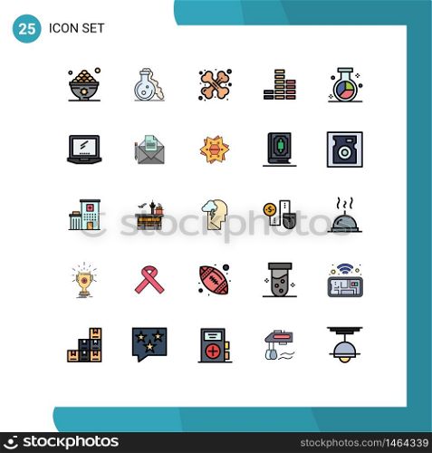 Modern Set of 25 Filled line Flat Colors and symbols such as market, multimedia, medical, player, traumatology Editable Vector Design Elements