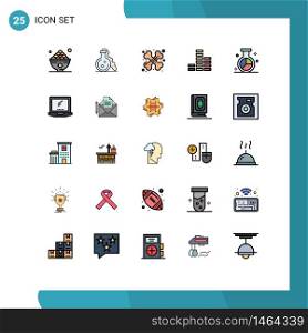 Modern Set of 25 Filled line Flat Colors and symbols such as market, multimedia, medical, player, traumatology Editable Vector Design Elements