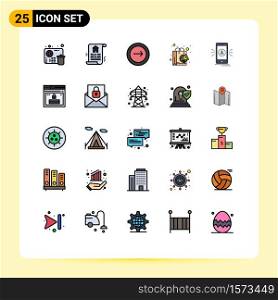 Modern Set of 25 Filled line Flat Colors and symbols such as app, shopping, basic, marketing, bag Editable Vector Design Elements