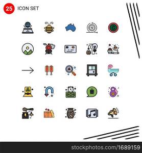 Modern Set of 25 Filled line Flat Colors and symbols such as on, investment, ladybug, business, map Editable Vector Design Elements