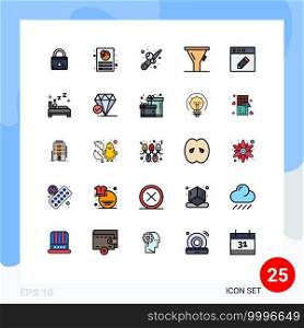 Modern Set of 25 Filled line Flat Colors and symbols such as mac, app, billiard, tool, liter Editable Vector Design Elements