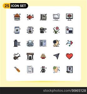 Modern Set of 25 Filled line Flat Colors Pictograph of code, static, financial, site, layout Editable Vector Design Elements