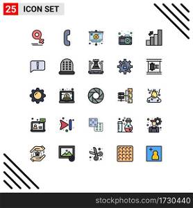 Modern Set of 25 Filled line Flat Colors Pictograph of finance, business, strategy, bar, photo Editable Vector Design Elements