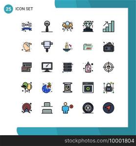 Modern Set of 25 Filled line Flat Colors Pictograph of growth, analytics, alien, membership, business Editable Vector Design Elements