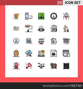 Modern Set of 25 Filled line Flat Colors Pictograph of science, laboratory, computer, we, download Editable Vector Design Elements