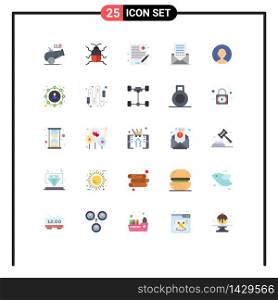 Modern Set of 25 Flat Colors and symbols such as avatar, interface, doctor, envelope, communication Editable Vector Design Elements