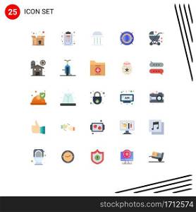 Modern Set of 25 Flat Colors and symbols such as baby, computing, bank, world, internet Editable Vector Design Elements