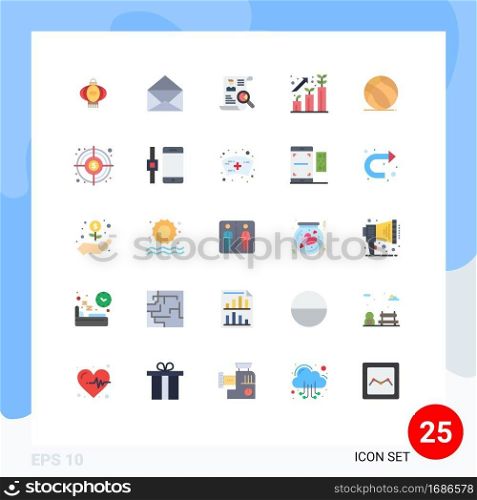Modern Set of 25 Flat Colors and symbols such as ball, profit, portfolio, growth, business Editable Vector Design Elements