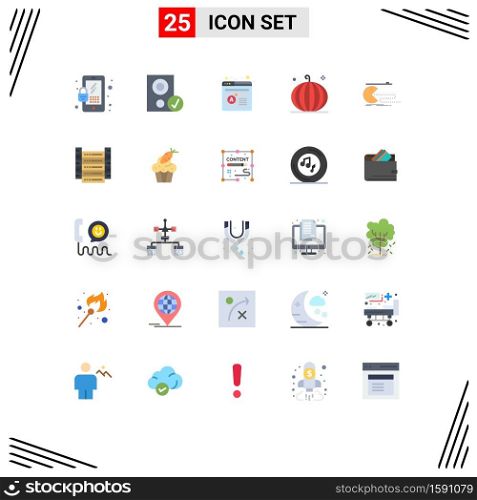 Modern Set of 25 Flat Colors and symbols such as character, harvest, grade, fall, cornucopia Editable Vector Design Elements