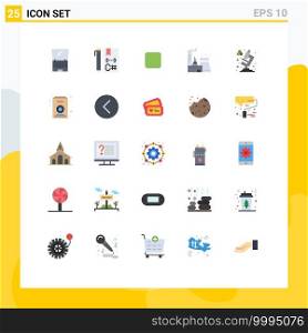 Modern Set of 25 Flat Colors and symbols such as chemistry, factory, develop, construction, unchecked Editable Vector Design Elements