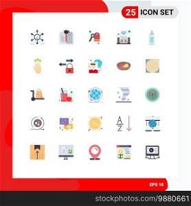 Modern Set of 25 Flat Colors and symbols such as child, feeder, hotel, music system, multimedia Editable Vector Design Elements
