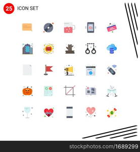 Modern Set of 25 Flat Colors and symbols such as city, board, mug, shopping, arrival Editable Vector Design Elements