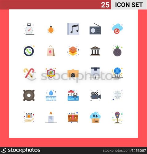 Modern Set of 25 Flat Colors and symbols such as cloud, radio, album, gadgets, songs Editable Vector Design Elements