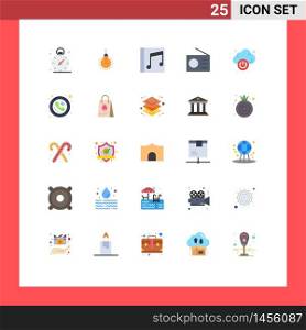 Modern Set of 25 Flat Colors and symbols such as cloud, radio, album, gadgets, songs Editable Vector Design Elements