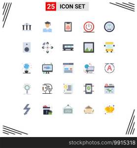 Modern Set of 25 Flat Colors and symbols such as coding, ui, clipboard, power, off Editable Vector Design Elements
