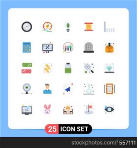 Modern Set of 25 Flat Colors and symbols such as connection, china, speedometer, letter, bulb Editable Vector Design Elements