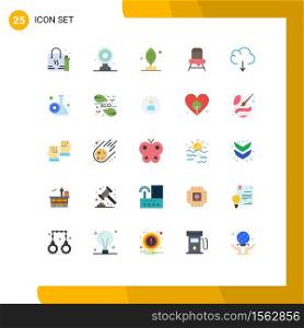 Modern Set of 25 Flat Colors and symbols such as data, feeding, news target, chair, motivation Editable Vector Design Elements