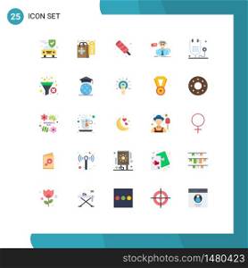 Modern Set of 25 Flat Colors and symbols such as fitness, school, food, teacher, student Editable Vector Design Elements