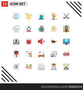 Modern Set of 25 Flat Colors and symbols such as game, food, coffee, drink, ice Editable Vector Design Elements