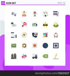 Modern Set of 25 Flat Colors and symbols such as gdpr, revenue, waitress, profit, flower Editable Vector Design Elements