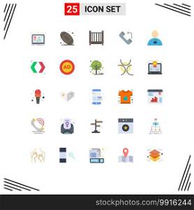 Modern Set of 25 Flat Colors and symbols such as human, avatar, baby, incoming, answer Editable Vector Design Elements