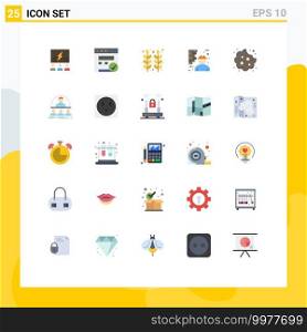 Modern Set of 25 Flat Colors and symbols such as labour, architecture, seo, wheat, grain Editable Vector Design Elements