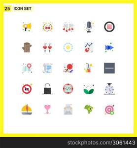 Modern Set of 25 Flat Colors and symbols such as line, grid, hanging, sound recorder, electronics Editable Vector Design Elements