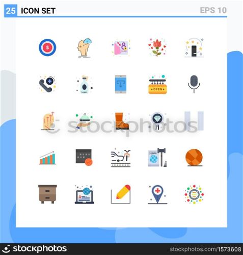 Modern Set of 25 Flat Colors and symbols such as magician, magic, card, rose, flower Editable Vector Design Elements