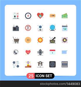Modern Set of 25 Flat Colors and symbols such as money, hobby, earth, hobbies, day Editable Vector Design Elements