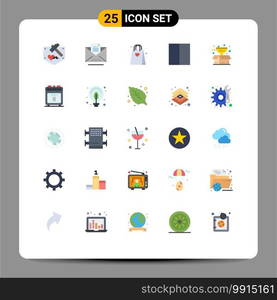 Modern Set of 25 Flat Colors and symbols such as package, workspace, shopping, layout, grid Editable Vector Design Elements