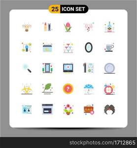 Modern Set of 25 Flat Colors and symbols such as party, glass, hygiene, drink, holiday Editable Vector Design Elements
