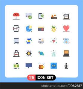 Modern Set of 25 Flat Colors and symbols such as pendulum, fire, hardware, c&ing, shield Editable Vector Design Elements