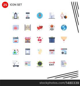 Modern Set of 25 Flat Colors and symbols such as skyline, moon, telephone, landscape, decentralized Editable Vector Design Elements