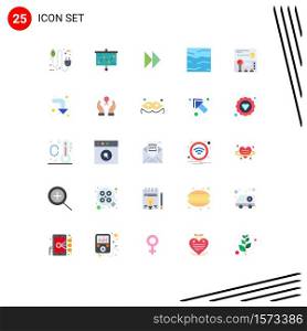 Modern Set of 25 Flat Colors and symbols such as weather, sea, projector, river, video Editable Vector Design Elements