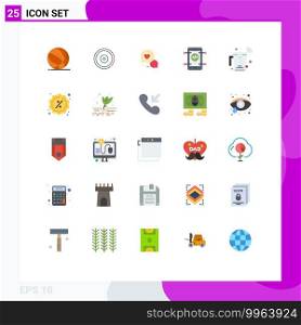 Modern Set of 25 Flat Colors and symbols such as web, coding, learning, mobile, romantic chat Editable Vector Design Elements
